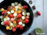 Salade aux 2 melons, pêche et fraise à la badiane