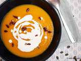 Soupe de potimarron, crème vanillée et graines de courges