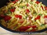 Spaetzle au saumon roquette et tomates cerises