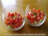 Verrines avocat crabe/tartare de tomates