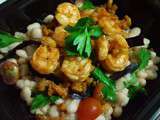 Salade de haricots blancs et crevettes sautées au paprika