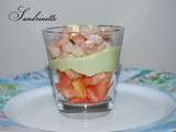 Verrine tomate, avocat crevette