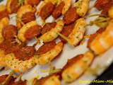 Mini-brochettes de crevettes et chorizo