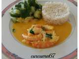 Crevettes grillees et creme de mangue sans gluten sans lait sans oeuf