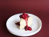 Japanese cheesecake et coulis de framboises