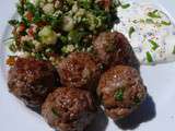 Boulettes de boeuf, sauce au yaourt, tabbouleh à ma façon