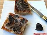 Grignotage  Mélano  : bruschetta lard de Colonnata et truffe noire - Truffe feuilletée