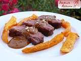 Magret de canard, sauce chicorée-whisky, wedges de courge