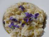 Risotto au poireau et aux violettes