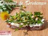 Tartine printanière aux feuilles et fleurs de pissenlit