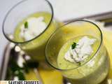 Crème de courgettes et mousse au basilic