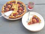 Envie du jour ... Tarte Fine abricots framboises sur lit d'amandes