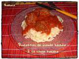 Boulettes épicées de boeuf à la sauce tomate accompagnées de ses tagliatelles