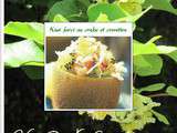 Kiwi farci au crabe et crevettes roses