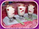 Mousse de chocolat blanc, framboises et chamallow roses