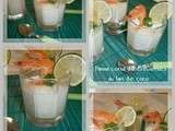 Panna cotta de crevettes roses au lait de coco