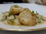 Coquilles St-Jacques sautées, sauce au fois gras. Recette très facile