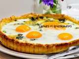 Tarte aux Oeufs  sur lit d’Épinards et Fromage de Chèvre