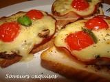 Toasts au jambon, fromage et champignons