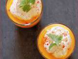 Gaspacho aux carottes et oranges, espuma aux épices à pain d’épices