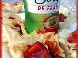 Coupelle filo et sa garniture de mangue-soupe de fraises