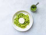 Tagliatelles au pesto d’épinards et cabécou