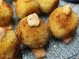 Arancini croustillants safranés, saumon et mayonnaise pimentée