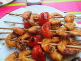 Brochettes de crevettes marinées