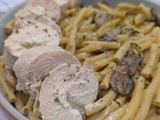 Poulet ail et fines herbes pâtes aux champignons