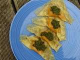 Raviolis carotte-chèvre et son pesto de fanes