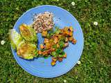 Tofu laqué miel-cajou et sucrines justes poêlées