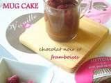 Mug cake au chocolat noir et framboises pour  Cuisinons avec et pour les enfants 