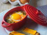 Oeuf cocotte avocat lardons mimolette