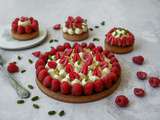 Tarte pistache-framboises