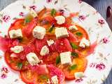 Carpaccio de tomates et pastèque et sa feta végétale