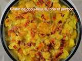 Gratin de chou fleur au brie et aux jambons