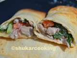 Tortilla canard tomate choy-sum