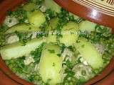 Tajine de petits pois, pommes de terre et boulettes de poulet