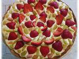 Tarte fraises et rhubarbe, pâte sablée à la farine de riz