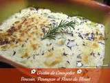 Gratin de Courgettes, Boursin, Parmesan et fleurs de Bleuet