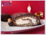 Bûche de Noël au chocolat rappé et crème à la vanille - Tronco de Natal de chocolate ralado com creme de baunilha