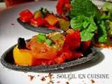 Coquille ébène pur beurre aux poivrons/légumes vinaigrette - amuse bouche