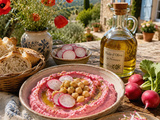 Houmous rose aux radis et betterave