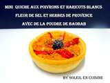 Mini quiches aux poivrons rouges, haricots blancs et poudre de baobab