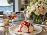 Pavlova mascarpone fraises & coulis