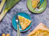 Tarte fine aux poireaux, pommes de terre et miel