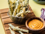 Tempura de haricots verts, mayonnaise épicée