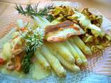 Salade aux asperges, gambas et fines herbes