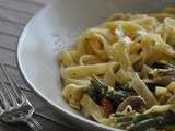 Tagliatelles aux champignons et aux haricots verts