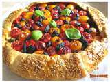 Galette rustique aux tomates cerises, olives et Caprice des Anges